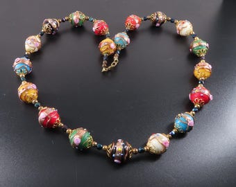 Venetian Glass Wedding Cake Beaded Necklace