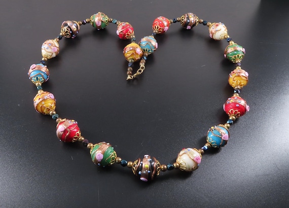 Venetian Glass Wedding Cake Beaded Necklace