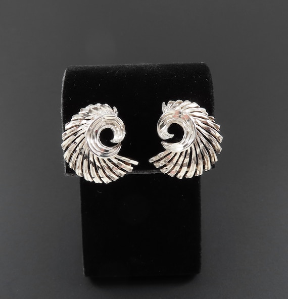 Avon Sterling Silver Earrings, Fan Earrings, Diam… - image 2