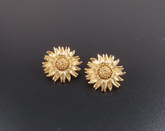 Lisner Gold Sunflower Earrings