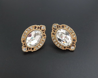 1928 Earrings, Rhinestone Earrings, Statement Earrings, NOS 1928 Earrings, Bridal Earrings