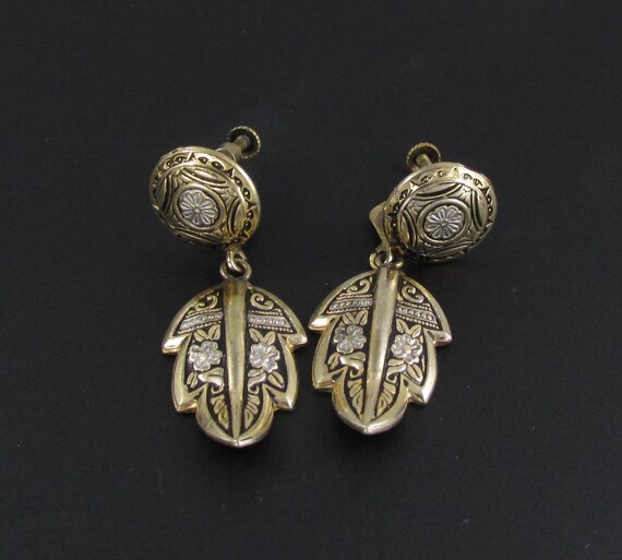 Damascene Earrings, Damascene Leaf Earrings, Leaf… - image 2