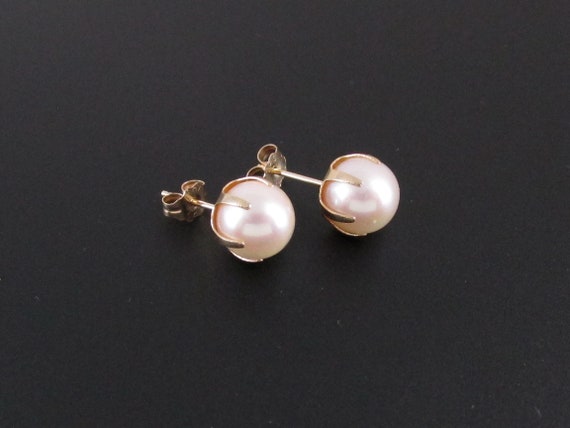 14K Gold Earrings, Pearl Earrings, 14K Gold Pearl