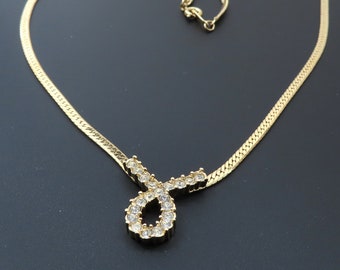 Avon Plaza Necklace, Avon Necklace, Rhinestone Necklace, Gold Necklace