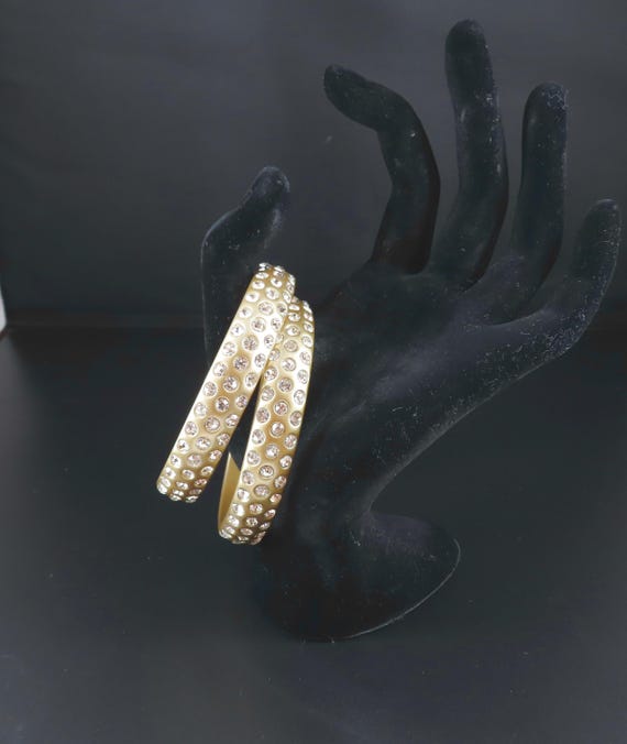 Gold Plastic Rhinestone Bangles - image 3