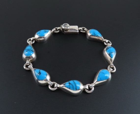 Sterling Silver Turquoise Bracelet, Mexico Silver… - image 2