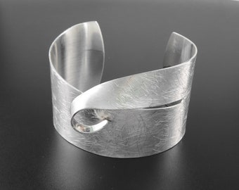 Modernist Cuff Bracelet, Abstract Cuff Bracelet, Silver Cuff, Bold Bracelet