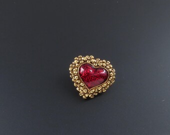 Avon Floral Heart Brooch, Heart Tac Pin