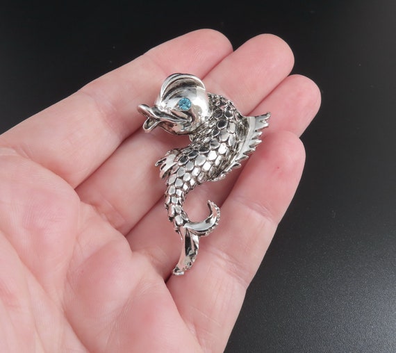 Koi Fish Brooch, Koi Brooch, Silver Fish Brooch - image 3