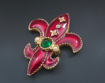 Fleur de Lis Brooch, Mardi Gras Brooch, Large Brooch, French Symbol Brooch, Mardi Gras Jewelry