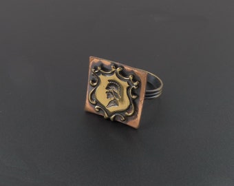 Copper Ring, Knight Ring, Centurion Ring, Mixed Metal Ring, Soldier Ring, Adjustable Ring, Shield Ring