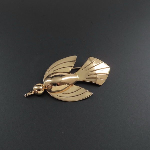 Coro Bird Brooch, Coro Pegasus Brooch, 1940s Brooch, Gold Bird Brooch, Coro Jewelry