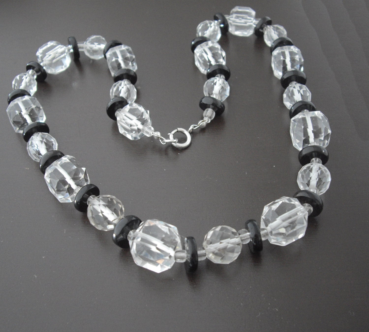 Art Deco Crystal Necklace Glass Crystal Necklace Crystal Etsy