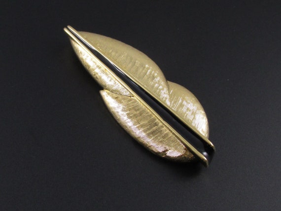 Monet Leaf Brooch, Leaf Pin, Gold Brooch, Gold Pi… - image 1