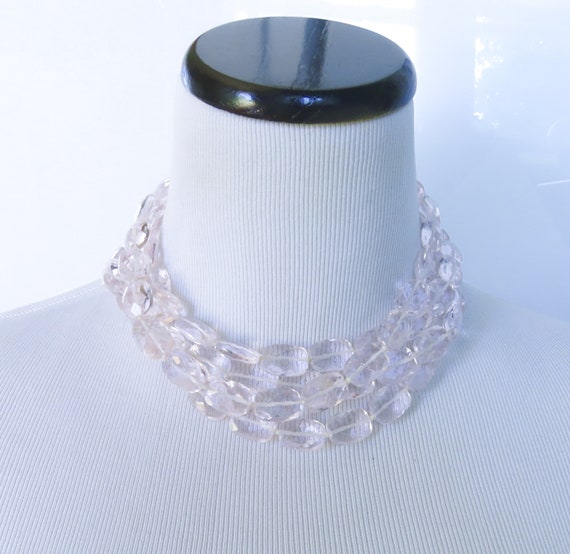 Kenneth Jay Lane Pink Faceted Glass Torsade Neckl… - image 3