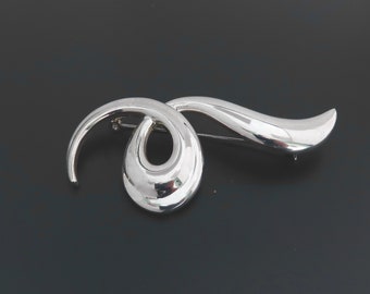 Silver Plated Swirl Brooch, Abstract Brooch, Swoop Brooch, Silver Plated Brooch, Swoosh Brooch