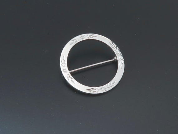 Silver Tone Circle Brooch - image 2