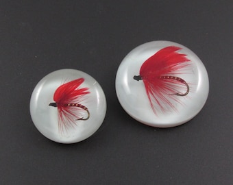 Fly Fishing Brooch, Fly Fishing Pin Set, Lucite Brooch, Fishing Fly Brooch, Fishing Brooch, Fishing Lure Brooch