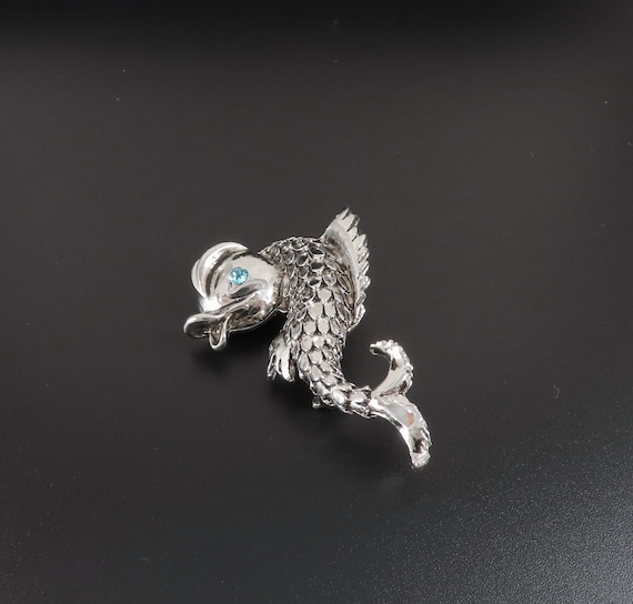 Koi Fish Brooch, Koi Brooch, Silver Fish Brooch - image 1