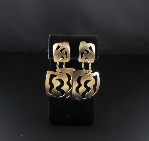 Gold Cut Out Earrings, Abstract Earrings, Moderni… - image 2