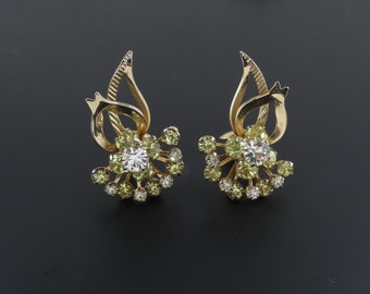 Sarah Coventry Monte Carlo Earrings, Yellow Earrings, Statement Earrings, Ear Climber Earrings