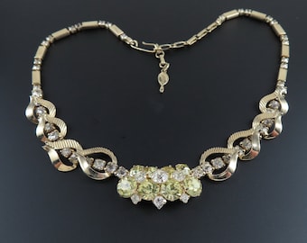Sarah Coventry Monte Carlo Necklace: Vintage Yellow Rhinestone Jewelry