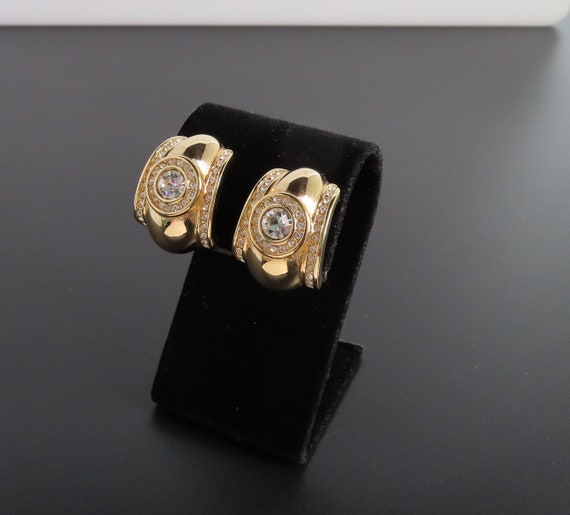 Swarovski Crystal Earrings, Clip Earrings, Gold E… - image 3