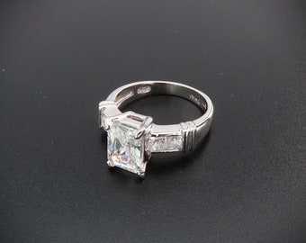 Sterling Silver Ring, Thai Silver Ring, Cocktail Ring, Faux Diamond Ring, Size 5.75 Ring