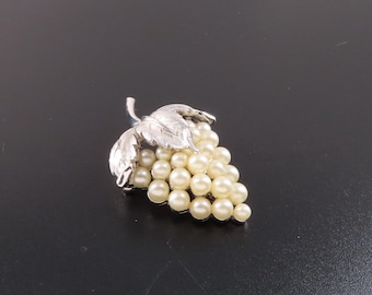 Trifari Faux Pearl Grape Bunch Brooch