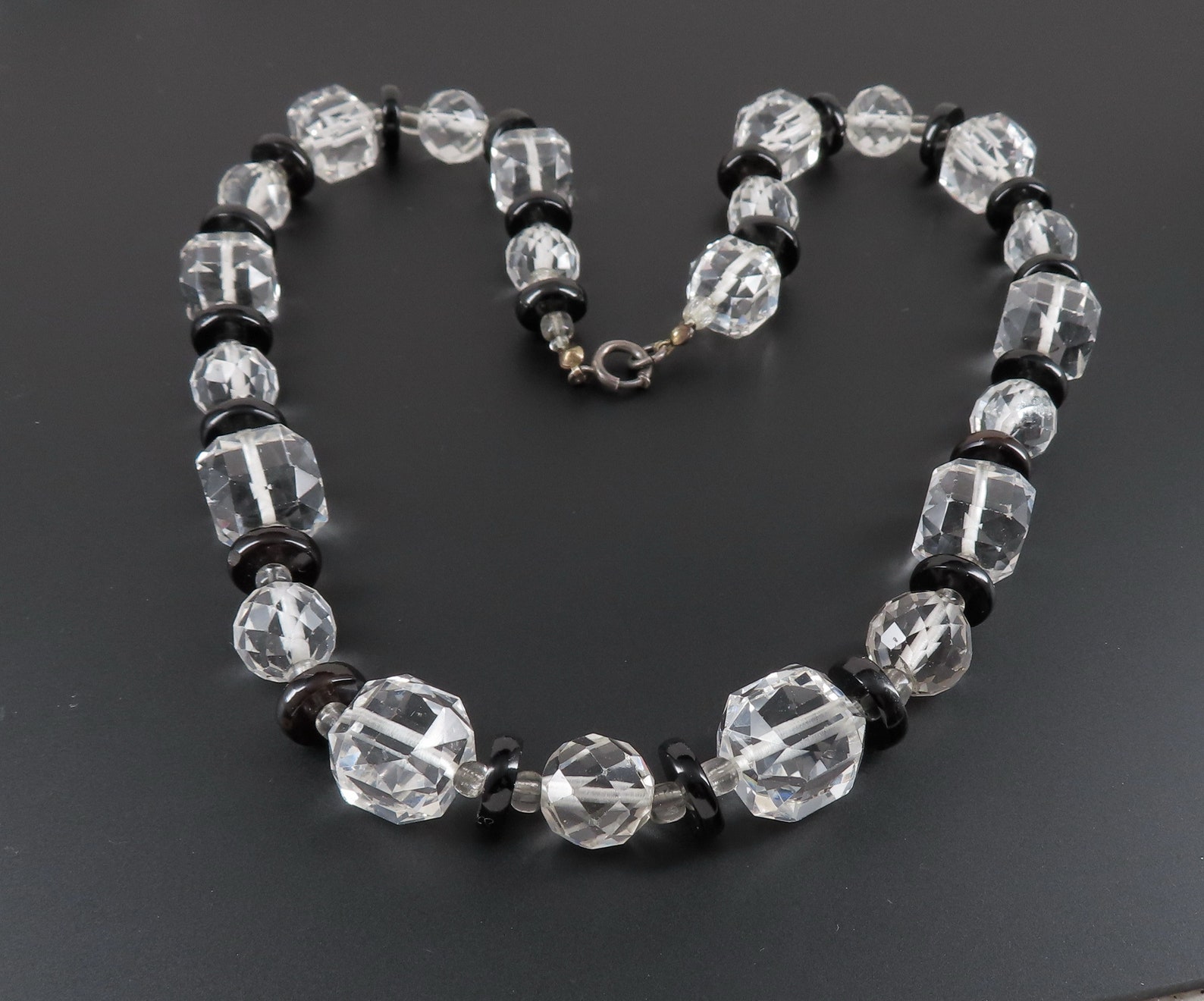 Art Deco Crystal Necklace Glass Crystal Necklace Crystal Etsy