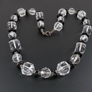 Art Deco Clear and Black Crystal Necklace