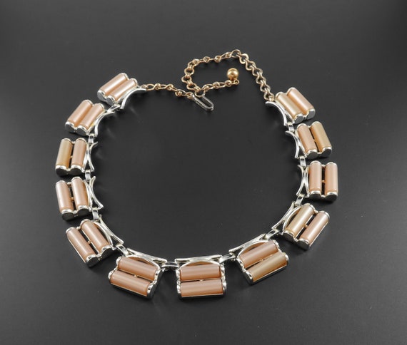 Charel Necklace, Beige Thermoset Necklace, Nude T… - image 1