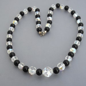 Onyx Necklace, Crystal Necklace, Onyx and Crystal Bead Necklace, Crystal and Onyx Bead Necklace, Black Necklace