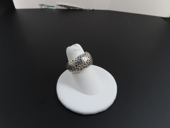 Thai Sterling Silver Filigree Ring - Scrollwork B… - image 3
