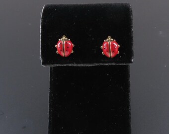 Enameled Ladybug Earrings