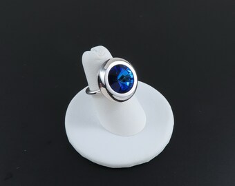 Sarah Coventry Liquid Lights Ring, Blue Ring, Modernist Ring, Size 6 Ring, Adjustable Ring