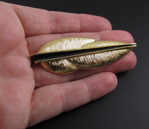 Monet Leaf Brooch, Leaf Pin, Gold Brooch, Gold Pi… - image 3