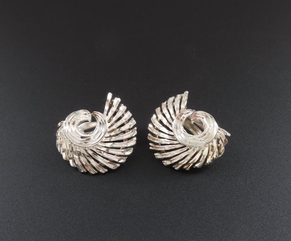 Avon Sterling Silver Earrings, Fan Earrings, Diam… - image 1