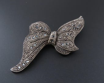 Faux Marcasite Bow Brooch