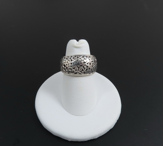 Thai Sterling Silver Filigree Ring - Scrollwork B… - image 1