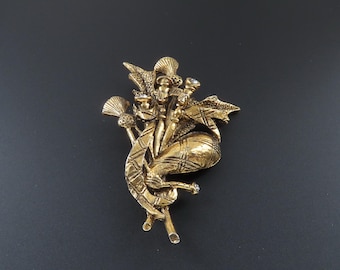 Scottish Thistle and Bagpipe Brooch
