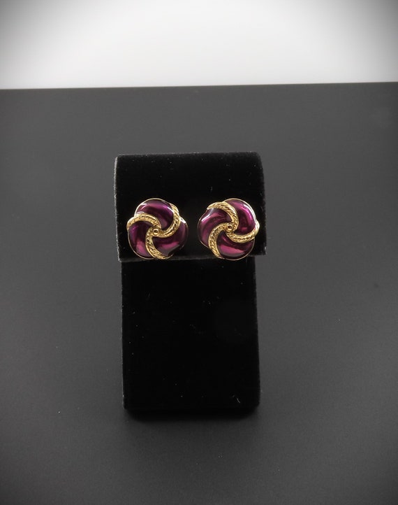 Trifari Earrings, Purple Earrings, Trifari Knot Ea