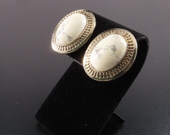 B. A. Ballou Vermeil White Howlite Earrings