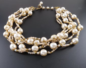 Miriam Haskell Faux Pearl Torsade Necklace
