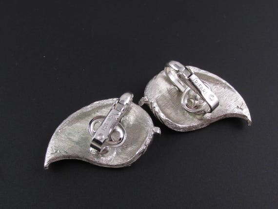 Trifari Leaf Earrings, Trifari Earrings, Silver E… - image 2