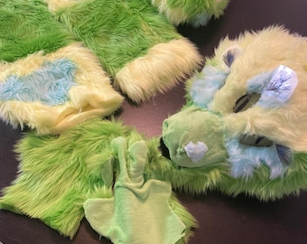 3 Eye Dragon/Snake/Lizard/Dino Fursuit Partial, UV Reactive Fur