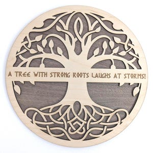 Yggdrasil/World Tree wooden wall sign/picture/decoration with customizable saying (Nordic mythology, Viking, Pagan, Celtic)