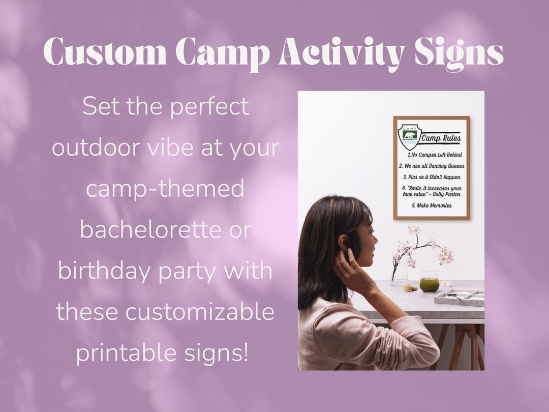 Customizable Camp Sign Decorations: Bachelorette & Birthday Party ...