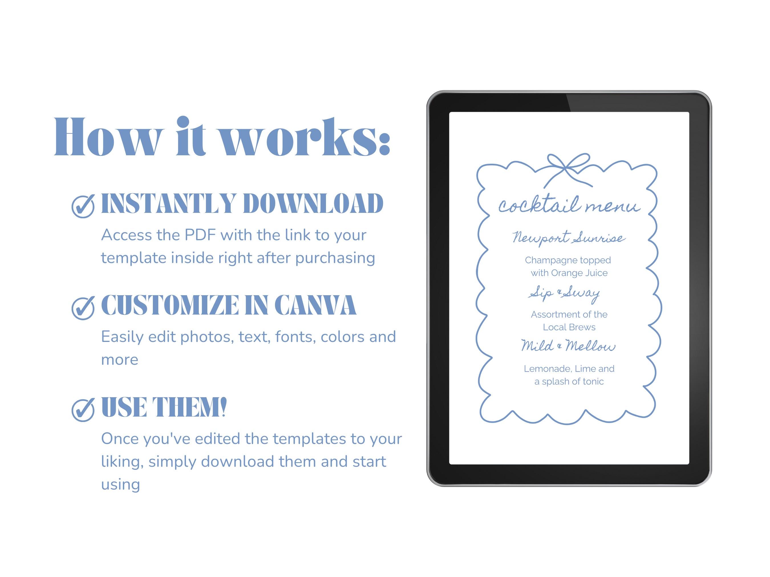 Customizable Girls Weekend Sign Set: Welcome, Menu, Cocktails (digital ...