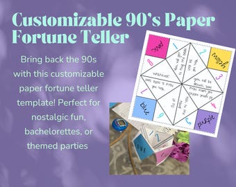 Modèle personnalisable de diseuse de bonne aventure des années 90 : jeu de société rétro (téléchargement numérique)